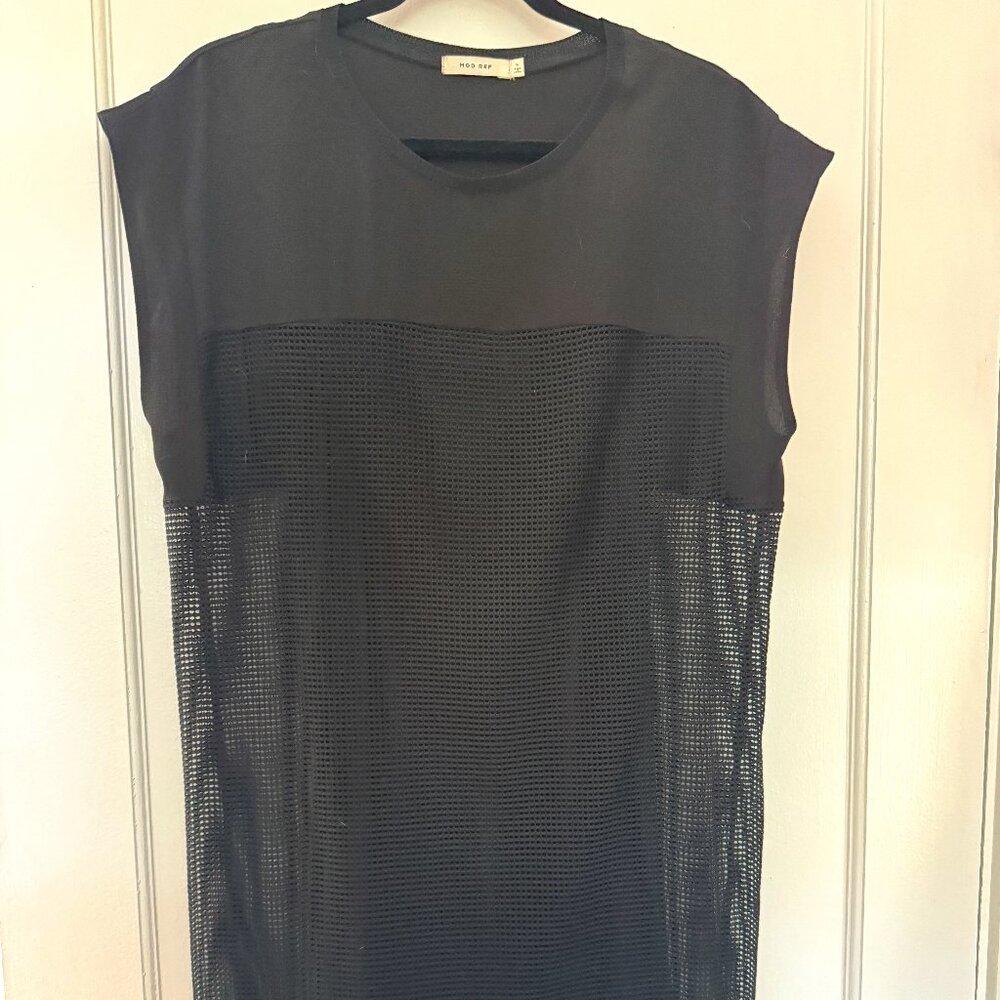 Layered Mesh Black Sleeveless Dress w/ Slip